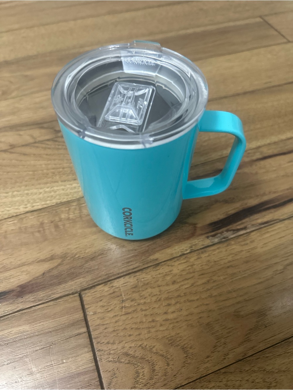 Corkcicle Aqua Blue Insulated Travel coffee Mug with Clear Lid new with tags